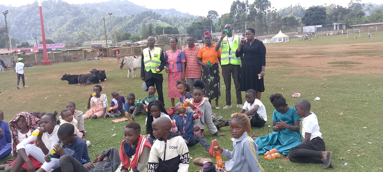 Children gathered for a community outreach gathering